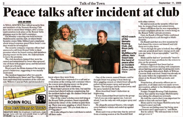 Peace talks after incident at club
